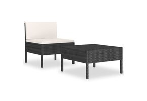 vidaXL 2-delige Loungeset (37% korting) - Poly Rattan Zwart