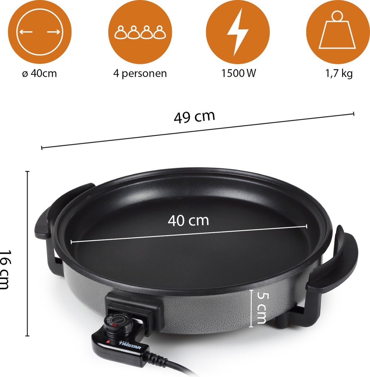 Tristar Elektrische Hapjespan PZ-2964 - Ø40cm | 53% Korting