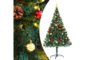 vidaXL Kunstkerstboom met verlichting & ballen - 150 cm - Groen (35% korting)