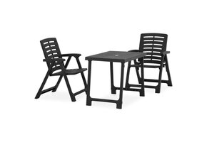 VidaXL 3-delige Bistroset Kunststof Grijs - 30% Korting!