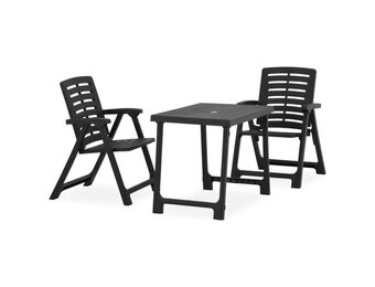 VidaXL 3-delige Bistroset Kunststof Grijs - 30% Korting!
