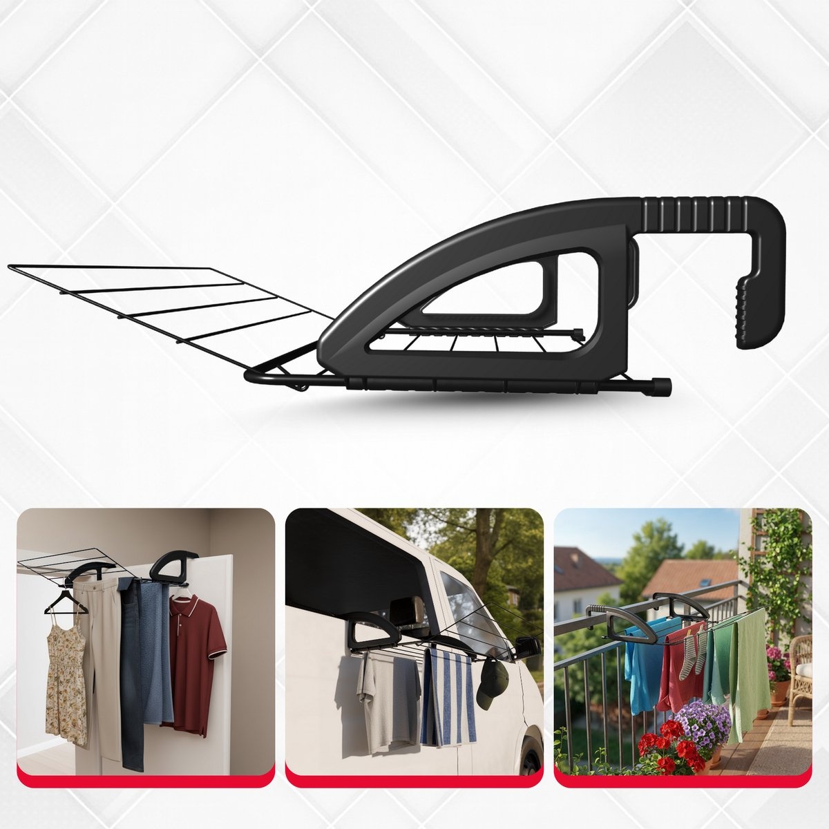 Tomado Bries Hangend Droogrek Zwart - 6m drooglengte - 57% Korting!