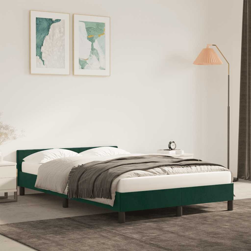 vidaXL Bedframe 120x190 cm Fluweel Donkergroen - 35% Korting!