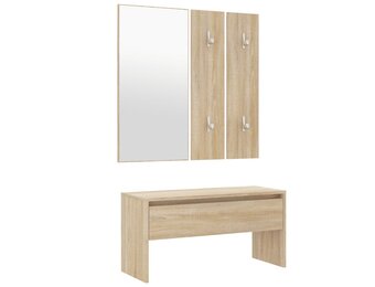 vidaXL Garderobe Set 49% Korting: Halbank, Spiegel & Kapstok (Sonoma Eiken)
