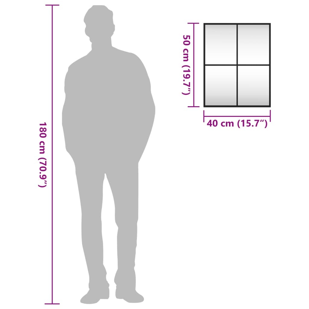 vidaXL Wandspiegel Rechthoekig 40x50 cm IJzer Zwart | Nu -35%