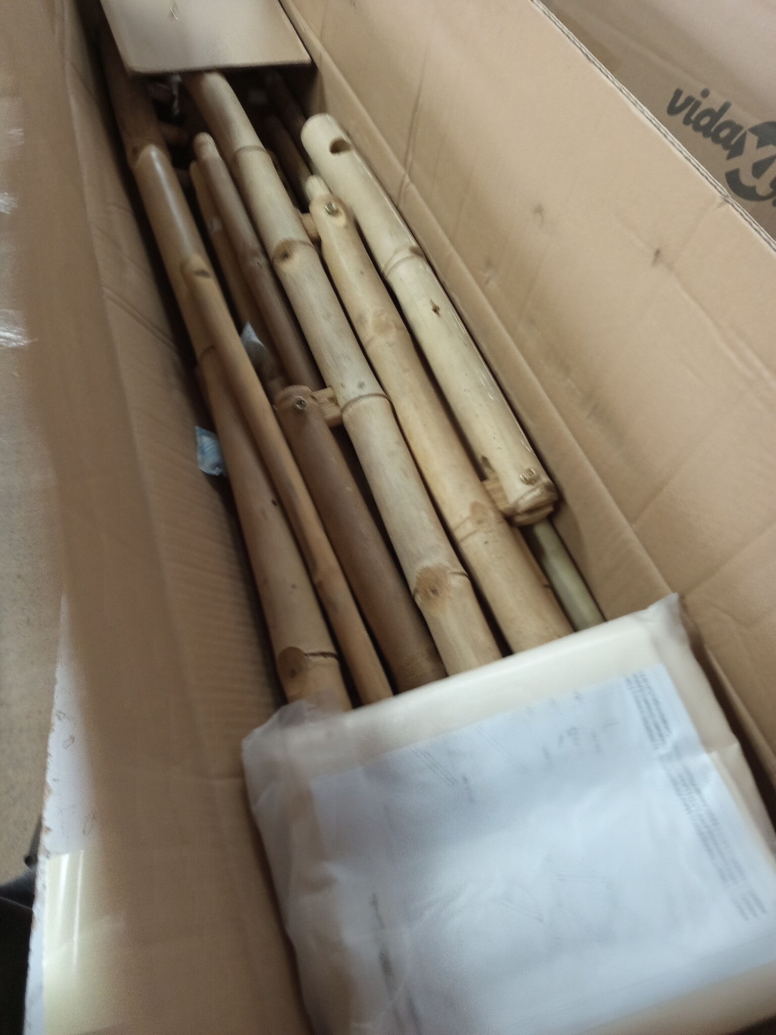 VidaXL Terrasstoel Bamboe & Canvas Crèmewit - 55% Korting!