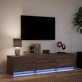 vidaXL TV-meubel met LED - Bewerkt Hout - Bruin Eiken (Nu 55% Korting!)