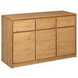 vidaXL Dressoir SAUDA (114x43x75,5 cm) - Massief Grenenhout (Eikenkleurig) - 59% Korting!
