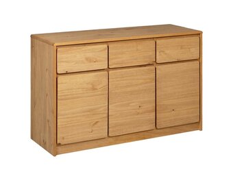 vidaXL Dressoir SAUDA (114x43x75,5 cm) - Massief Grenenhout (Eikenkleurig) - 59% Korting!