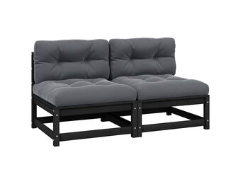 vidaXL Tuinmiddenbanken 2 st: Grenenhout & Antraciet Kussens - 60% KORTING!