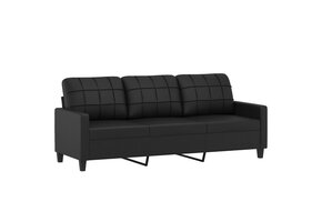 vidaXL Driezitsbank 180 cm Kunstleer Zwart - 35% Korting!