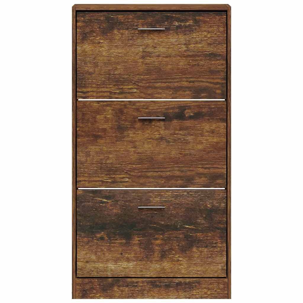 vidaXL Schoenenkast 59x17x108 cm bewerkt hout gerookt eikenkleurig