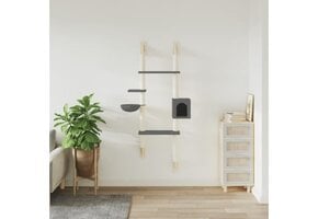 vidaXL Kattenmeubel Wandgemonteerd met Krabpaal - 180 cm Donkergrijs (-35%)
