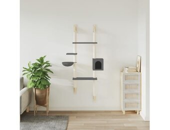 vidaXL Kattenmeubel Wandgemonteerd met Krabpaal - 180 cm Donkergrijs (-35%)