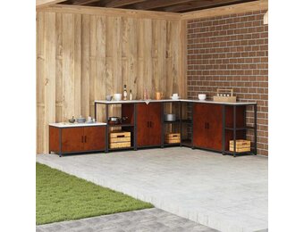 VidaXL Keukenopslag Kast met Plank & Lade - Roestig Verweerd Staal - 71% Korting!