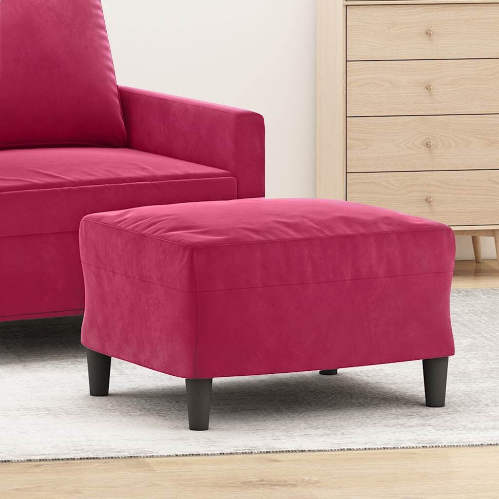 vidaXL Voetenbank Fluweel Wijnrood - 65% Korting