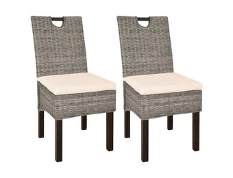 vidaXL Eetkamerstoelen Kubu (2 stuks) Rattan/Mangohout - 37% Korting!