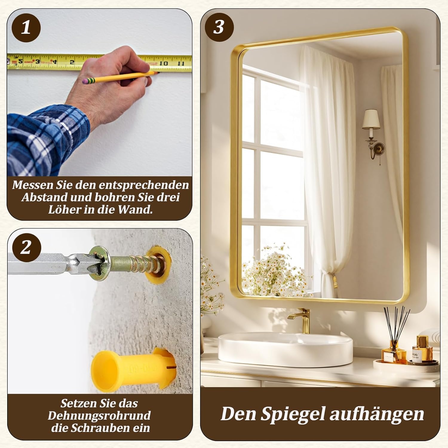 Koonmi Wandspiegel Goud - 75x55cm - 35% Korting!