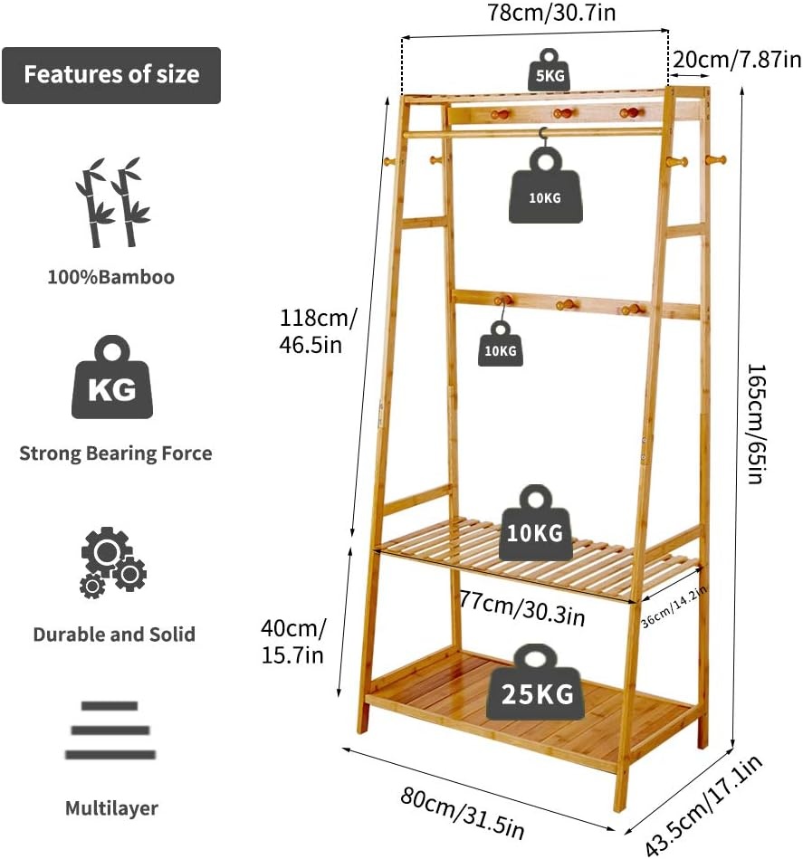 Unho Bamboe Kledingrek met 30% Korting - Ruimtebesparend & Stevig