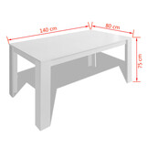 VidaXL Eettafel 140x80cm Wit - 35% Korting!