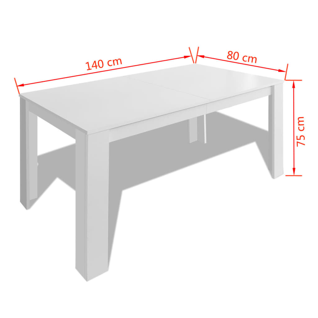 VidaXL Eettafel 140x80cm Wit - 35% Korting!