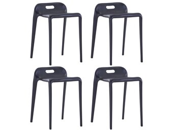 vidaXL Stapelbare Krukken (4 stuks) Kunststof Zwart - 35% Korting!