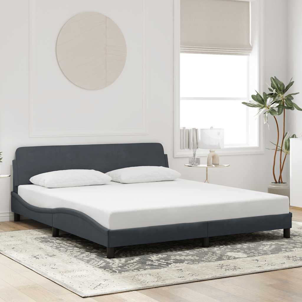 vidaXL Bedframe Fluweel 180x200 cm Donkergrijs - 35% Korting!