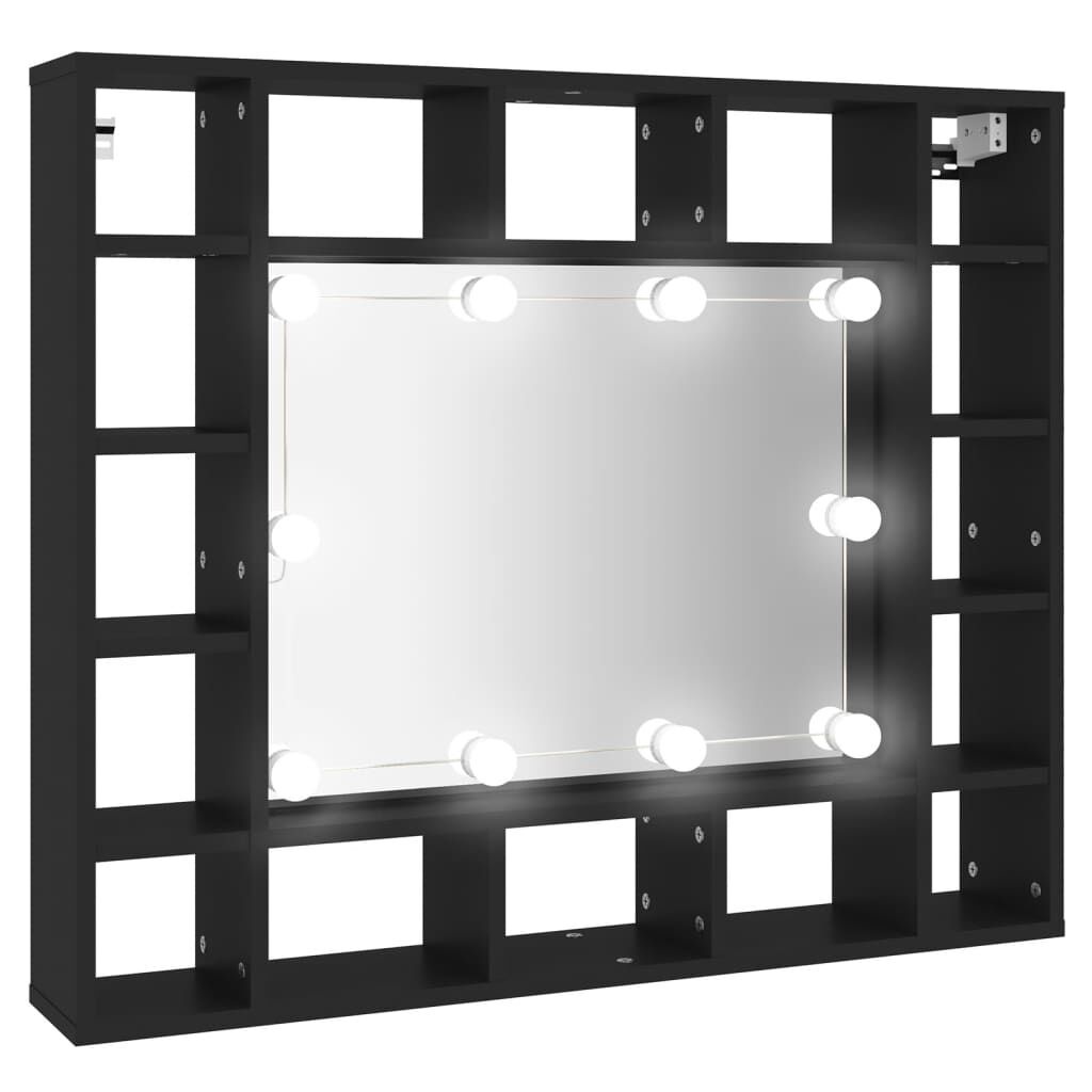 vidaXL Spiegelkast met LED 43% Korting - Zwart (91x15x76,5 cm)