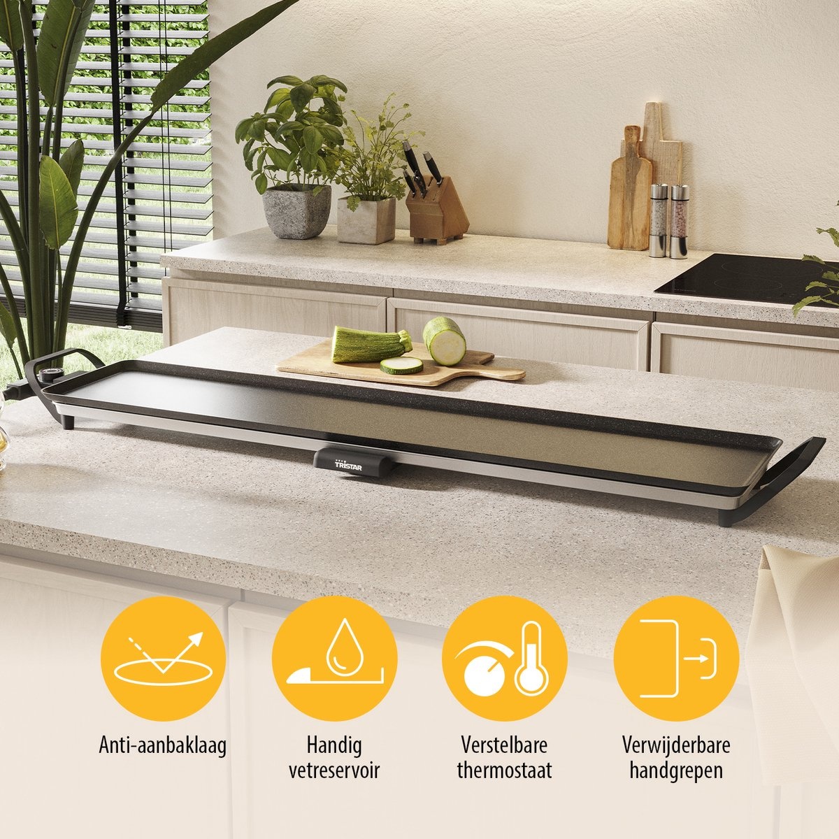 Tristar Bakplaat BP-2670 - 1800W XXL (100x23cm) - 34% Korting!