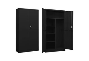 vidaXL Lockerkast 90x40x180 cm Staal Zwart - 60% Korting!