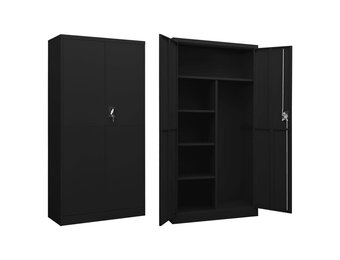vidaXL Lockerkast 90x40x180 cm Staal Zwart - 60% Korting!