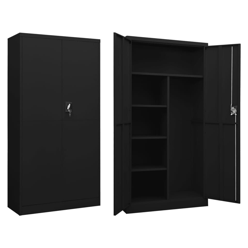 vidaXL Lockerkast 90x40x180 cm Staal Zwart - 60% Korting!