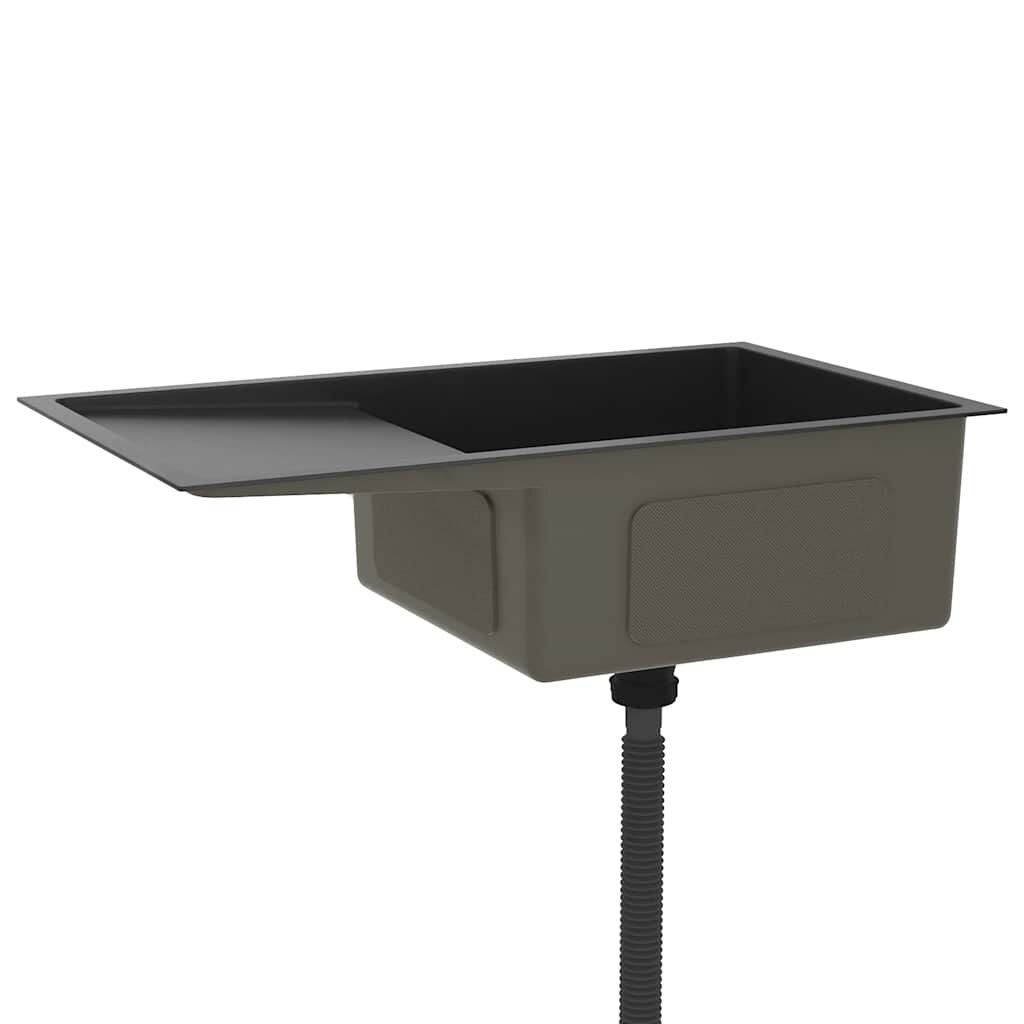 vidaXL Gootsteen RVS Zwart - Handgemaakt met 35% Korting