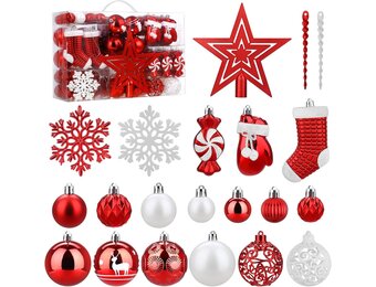 SOLEDI 128 Kerstballen Set Rood - Onbreekbaar & Diverse Afwerkingen (30% Korting)