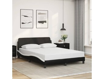 vidaXL Bedframe Kunstleer Zwart/Wit 140x200 cm - 41% Korting