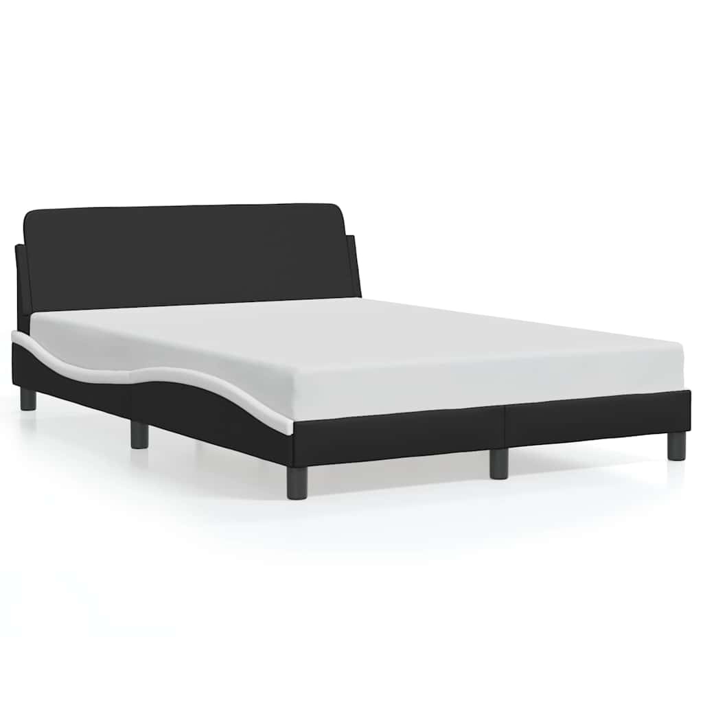 vidaXL Bedframe Kunstleer Zwart/Wit 140x200 cm - 41% Korting