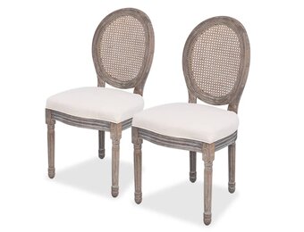 vidaXL Eetkamerstoelen 2 st. stof crèmekleurig - 42% Korting!