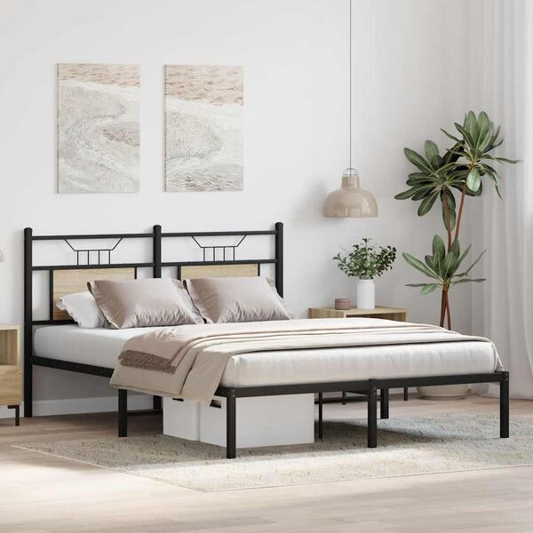 vidaXL Bedframe 150x200 cm - Hout Sonoma Eiken | 59% Korting