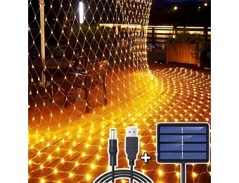 Lichtsnoer op Zonne-energie/USB - 204 LEDS, 3x2m - 30% Korting!