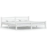 vidaXL Bedframe Grenenhout Wit 200x200cm - Nu 60% Korting!