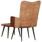 vidaXL Fauteuil met Voetensteun - Echt Leer & Canvas Bruin (54% Korting)