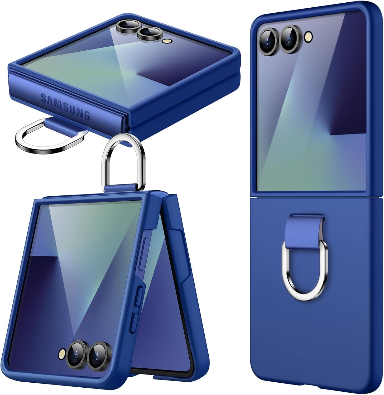 JETech Case Samsung Galaxy Z Flip 7 2025 met Ring (Blauw) - 30% Korting!