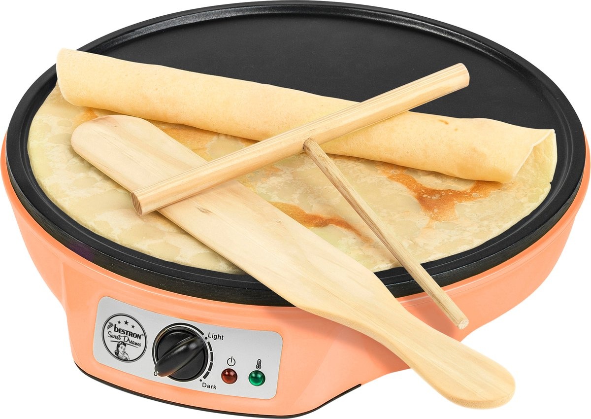 Bestron Crêpe Maker - 1000W - Ø 30cm - Oranje - Nu met 57% korting!