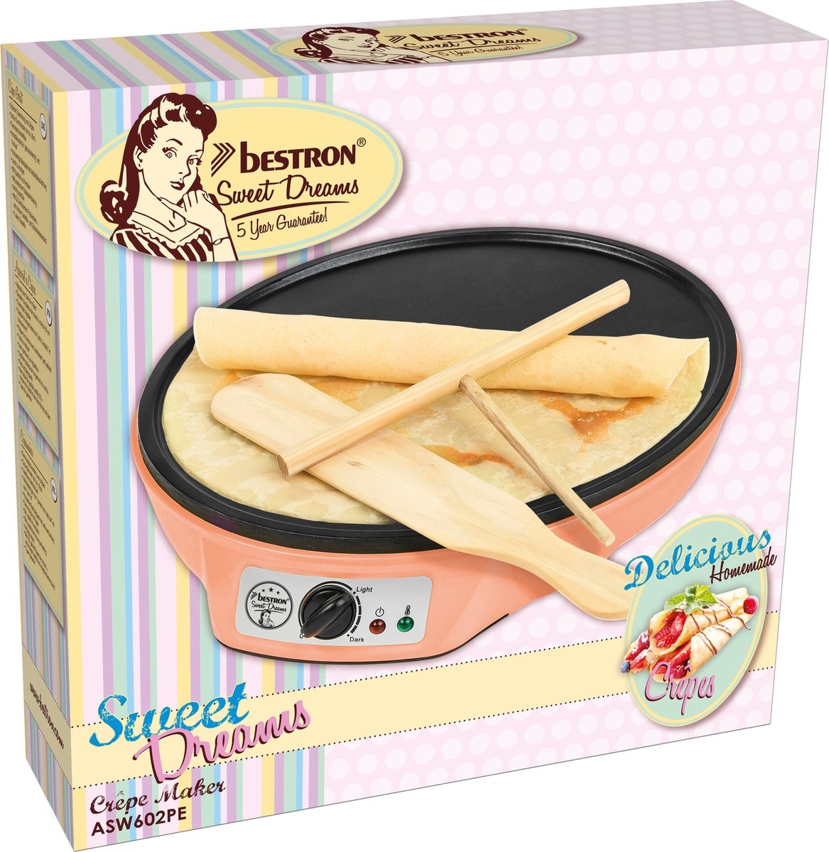 Bestron Crêpe Maker - 1000W - Ø 30cm - Oranje - Nu met 57% korting!