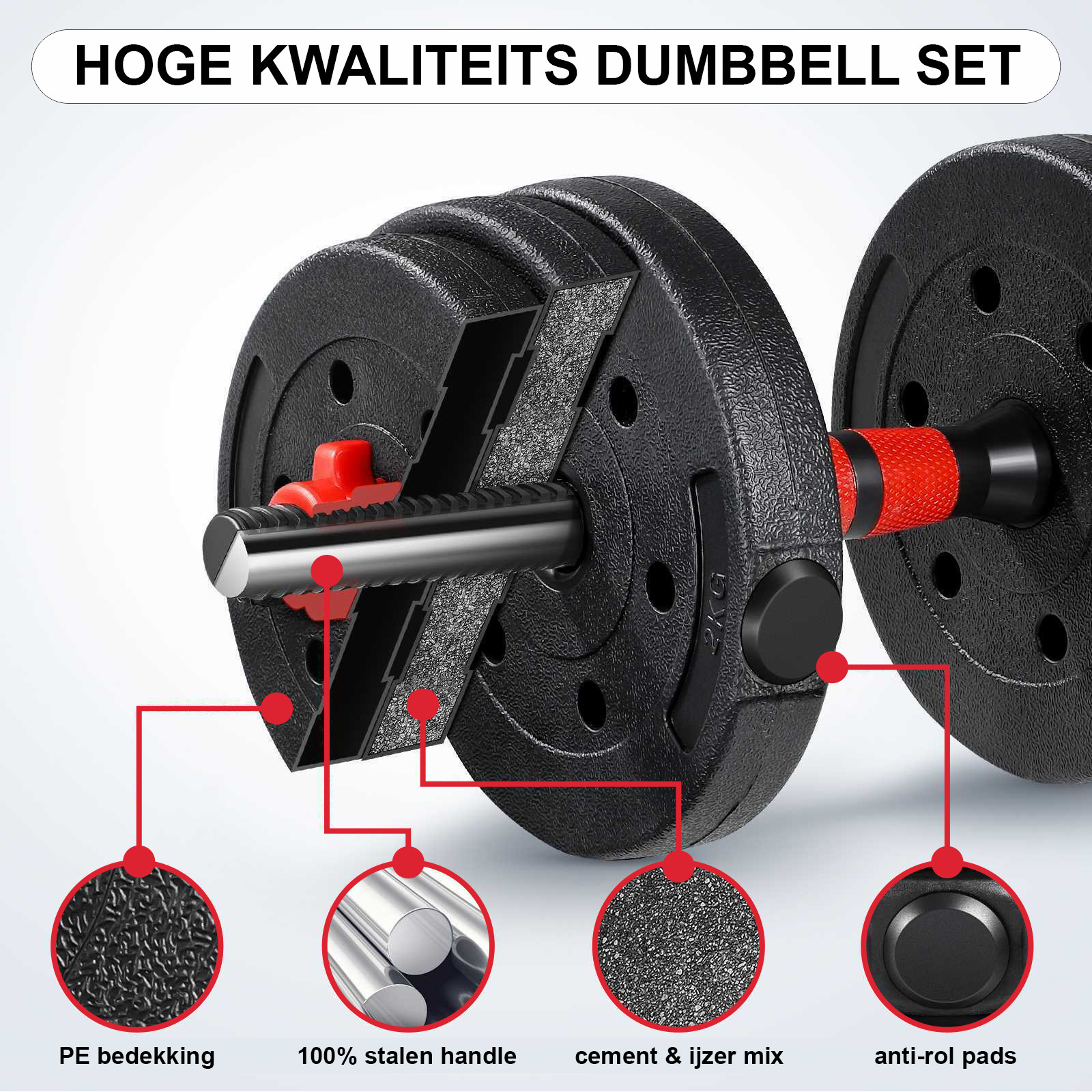 Verstelbare Dumbbellset 30kg - Halterset met Korting!
