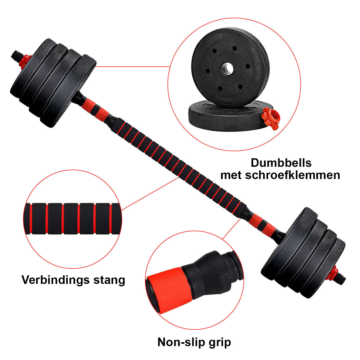 Verstelbare Dumbbellset 30kg - Halterset met Korting!