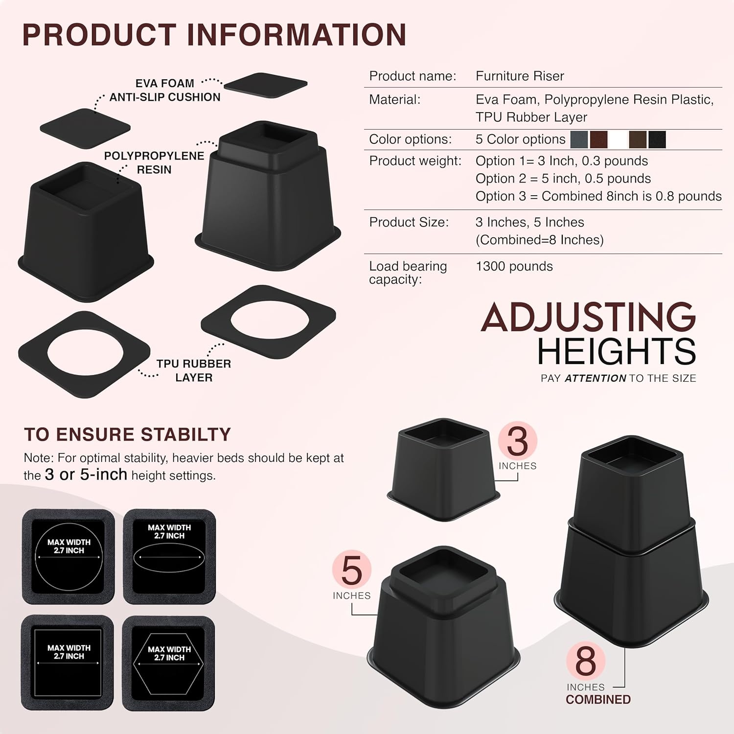 Utopia Bedding Meubelverhogers (8-delig) - 35% korting!