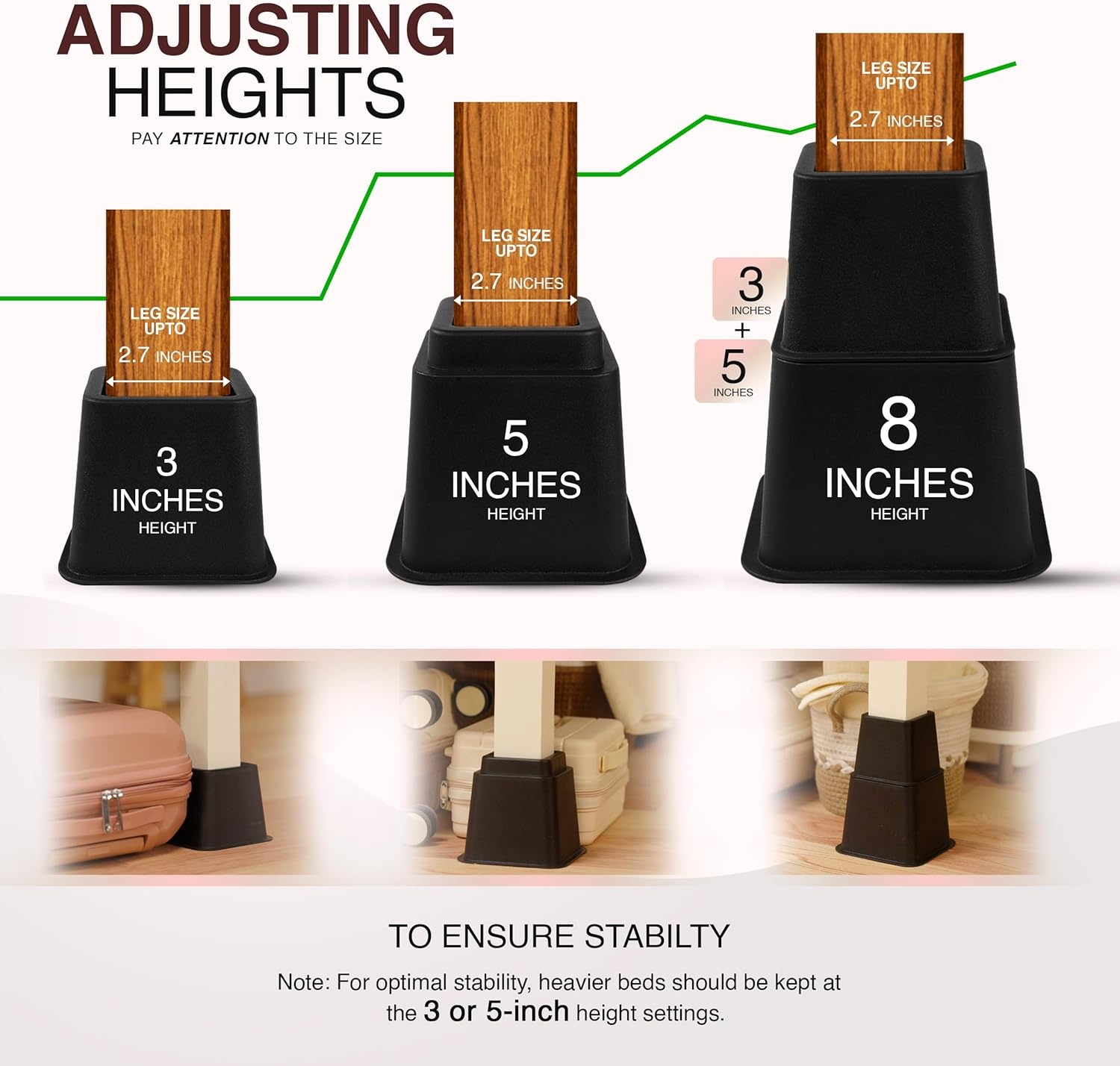 Utopia Bedding Meubelverhogers (8-delig) - 35% korting!