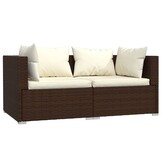 VidaXL Tweezitsbank, Poly Rattan Bruin - 35% Korting!