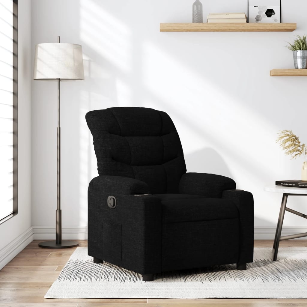 vidaXL Fauteuil verstelbaar stof zwart | 55% Korting